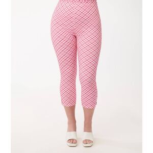 Unique Vintage 1950s Pink and White Gingham Rachelle Capri Pants